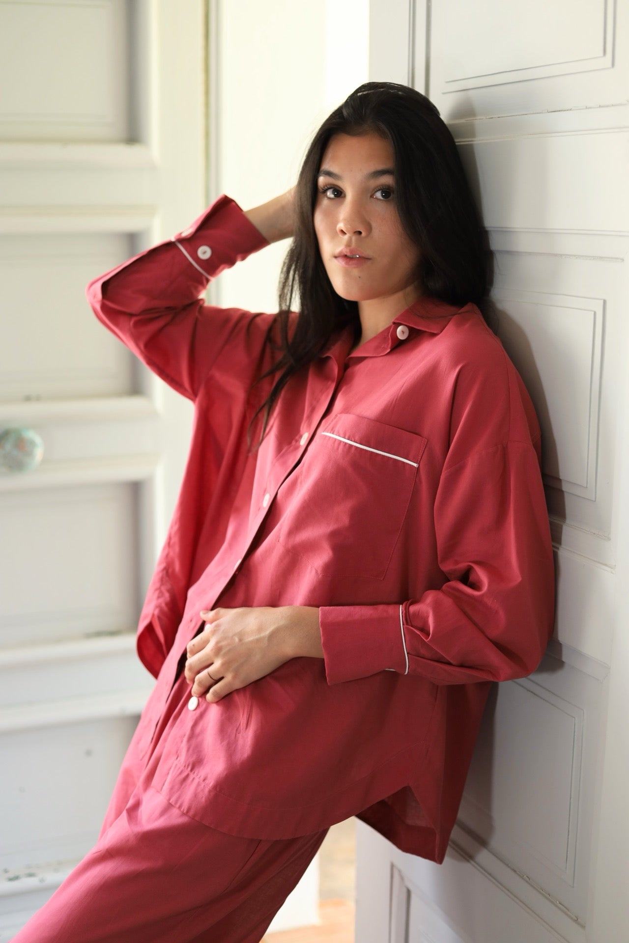 Raspberry Organic Cotton Pyjama Trouser Set