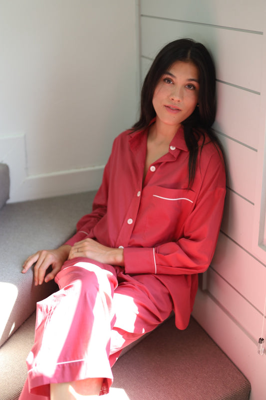 Raspberry Organic Cotton Pyjama Trouser Set